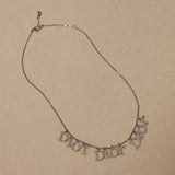 Vintage Dior 90's Triple Logo Crystal Letter Charms Necklace
