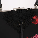 Prada Hibiscus Stamputo Tessuto Frame Handle Bag