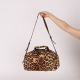 Prada Showline Collection Leopard Calfskin Gold Chain Bowling Tote