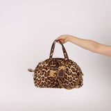 Prada Showline Collection Leopard Calfskin Gold Chain Bowling Tote