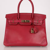 Hermès 2012 Rubis Tadelakt Ghillies Birkin 30 Retourne GHW