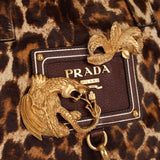Prada Showline Collection Leopard Calfskin Gold Chain Bowling Tote
