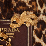 Prada Showline Collection Leopard Calfskin Gold Chain Bowling Tote