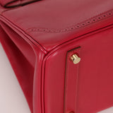Hermès 2012 Rubis Tadelakt Ghillies Birkin 30 Retourne GHW