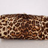 Prada Showline Collection Leopard Calfskin Gold Chain Bowling Tote