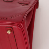 Hermès 2012 Rubis Tadelakt Ghillies Birkin 30 Retourne GHW