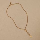 Saint Laurent Crystal Vintage Logo Pendant Necklace