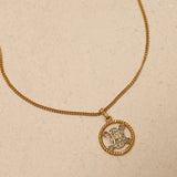 Celine Crystal Triomphe Round Pendant Necklace