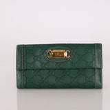 Gucci Green Leather Guccissima Long Wallet
