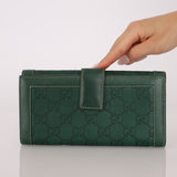 Gucci Green Leather Guccissima Long Wallet