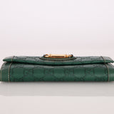 Gucci Green Leather Guccissima Long Wallet