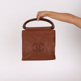 Rare Chanel 2003 Whipstitch Wood Top Handle Tote
