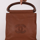 Rare Chanel 2003 Whipstitch Wood Top Handle Tote
