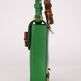 Gucci Green Bamboo Turnlock Vertical Top Handle 3 Way Bag