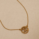 Chanel 70s-80s CC Rope Circle Pendant Choker 24k GP