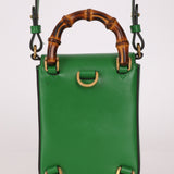 Gucci Green Bamboo Turnlock Vertical Top Handle 3 Way Bag