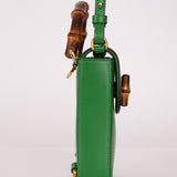 Gucci Green Bamboo Turnlock Vertical Top Handle 3 Way Bag