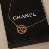 Chanel 70s-80s CC Rope Circle Pendant Choker 24k GP