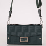 Fendi Forest Green Zucca Trunk Baguette Bag