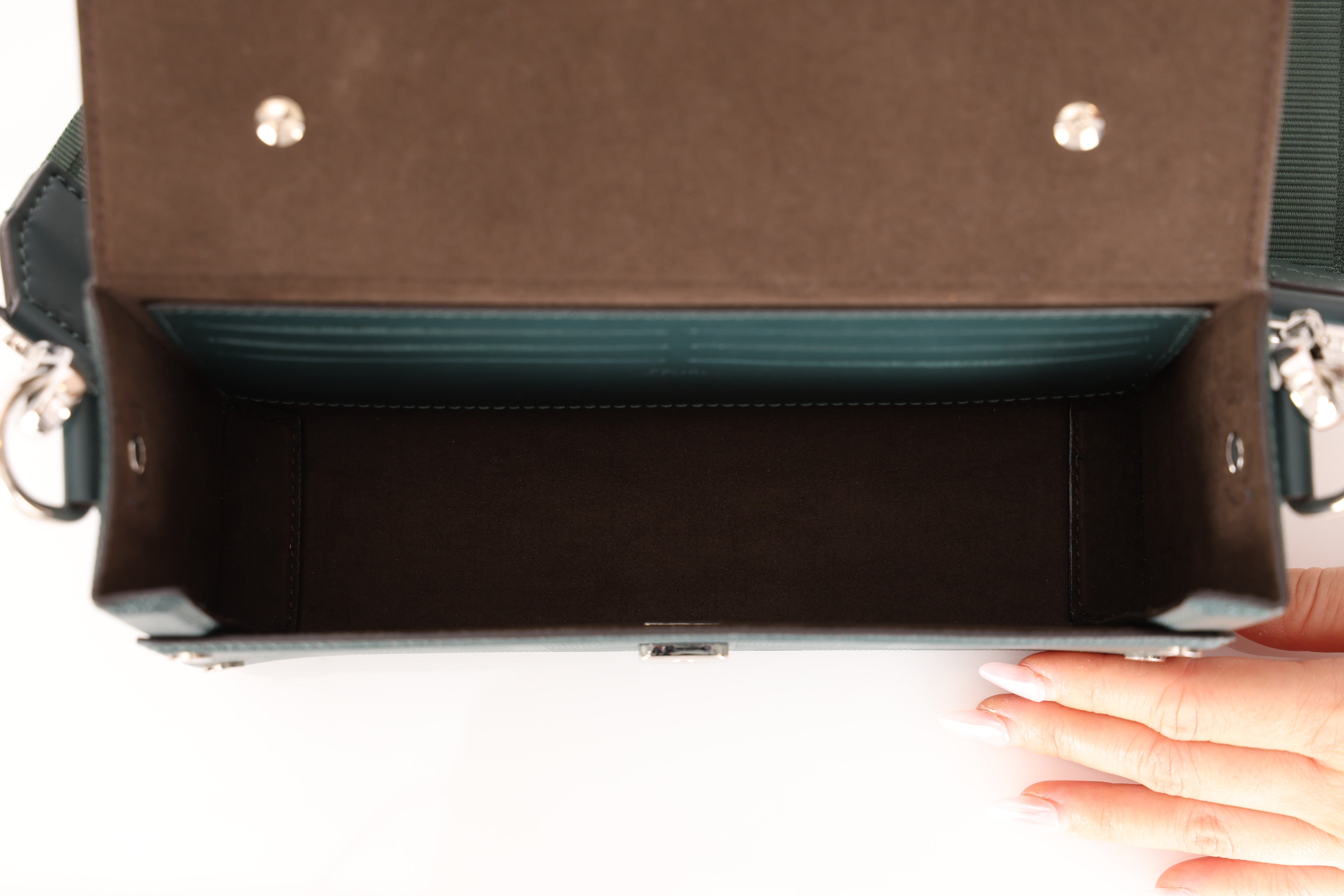 Fendi Forest Green Zucca Trunk Baguette Bag