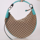 Gucci Monogram Canvas Half Moon Whipstitch Hobo