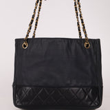 Chanel 1986 Vintage Navy Lambskin Chain Tote