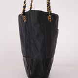 Chanel 1986 Vintage Navy Lambskin Chain Tote