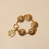 Chanel 80s CC Logo Medallions Bracelet 24k GP