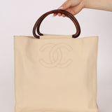 Chanel 1997 Vanilla Caviar Acrylic Wood Tote