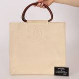Chanel 1997 Vanilla Caviar Acrylic Wood Tote
