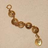 Chanel 80s CC Logo Medallions Bracelet 24k GP