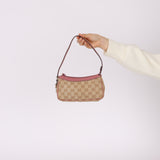 Gucci Monogram Canvas Pink Strap Pochette