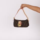 Rare Fendi Zucca Crystal Orchid Baguette