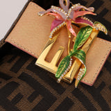 Rare Fendi Zucca Crystal Orchid Baguette