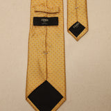 Fendi Yellow Micro Logo Silk Tie