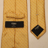 Fendi Yellow Micro Logo Silk Tie