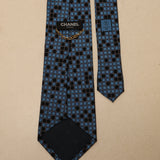 Rare Chanel 2004 Crossword Letters Print Silk Tie