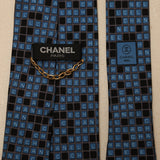 Rare Chanel 2004 Crossword Letters Print Silk Tie