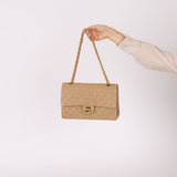 Chanel 1994 Taupe Lambskin Medium Double Flap 24K GP