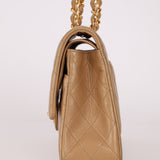 Chanel 1994 Taupe Lambskin Medium Double Flap 24K GP