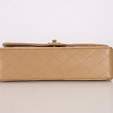 Chanel 1994 Taupe Lambskin Medium Double Flap 24K GP