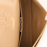 Chanel 1994 Taupe Lambskin Medium Double Flap 24K GP
