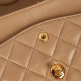 Chanel 1994 Taupe Lambskin Medium Double Flap 24K GP
