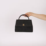 Rare Chanel 1994 Black Denim Small Kelly Top Handle