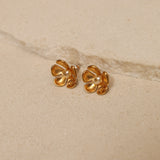 Chanel 2003 Flower Pearl Stud Earrings 24k GP