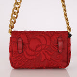 Fendi Floral Embroidered Red Baguette Waist Bag