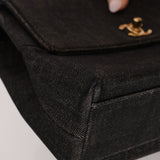 Rare Chanel 1994 Black Denim Small Kelly Top Handle