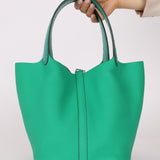 Hermès 2021 Menthe/Vert Vertigo Clemence Picotin Matte Alligator Touch 22 PHW