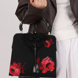 Prada Hibiscus Stamputo Tessuto Frame Handle Bag
