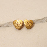 Chanel 1995 Mini Matte Heart Clip-On Earrings